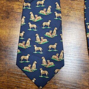 Golden Lab Dogs Necktie Museum Artifacts Men's 100% Silk USA Handmade Tie